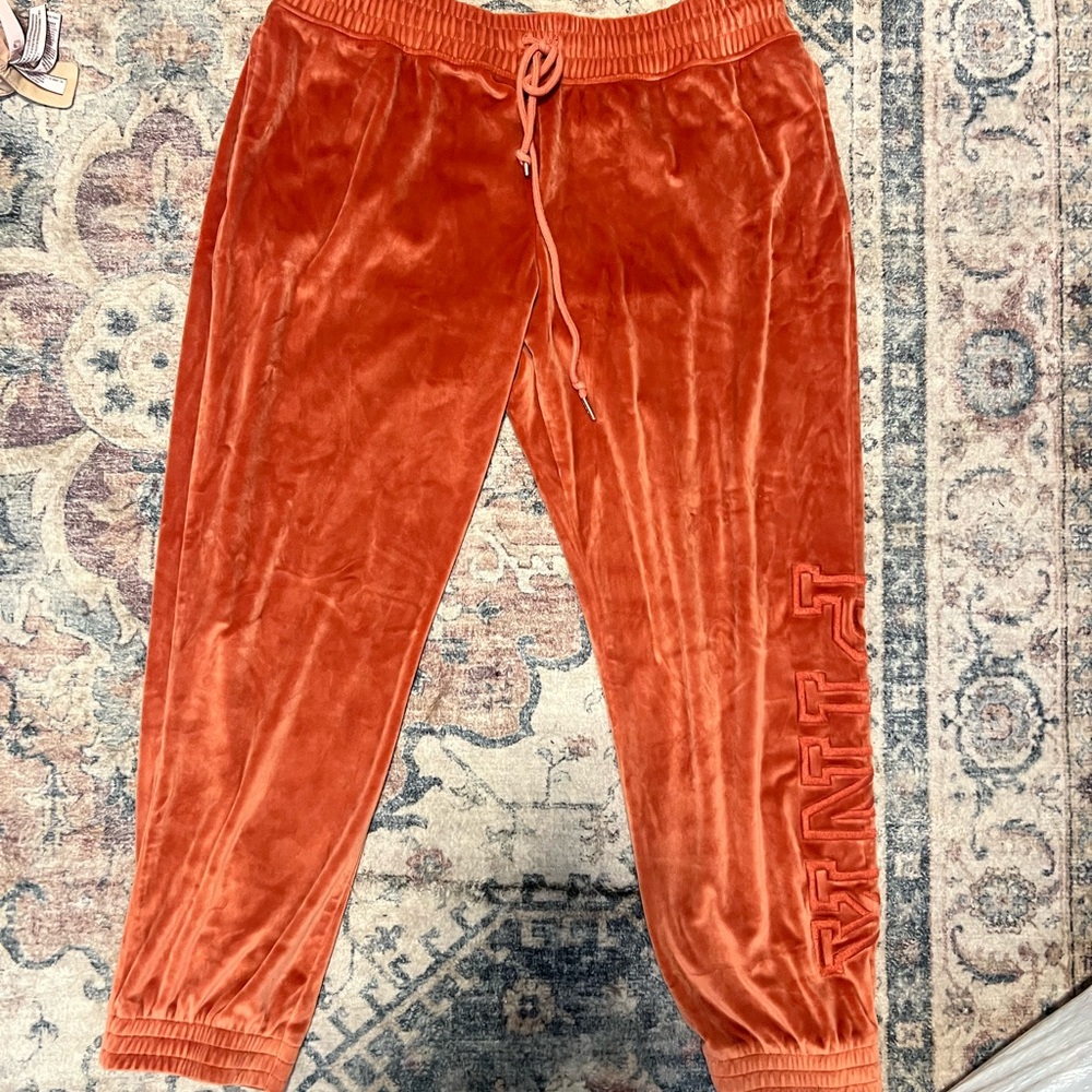 PINK Victoria's Secret Orange Velour Joggers